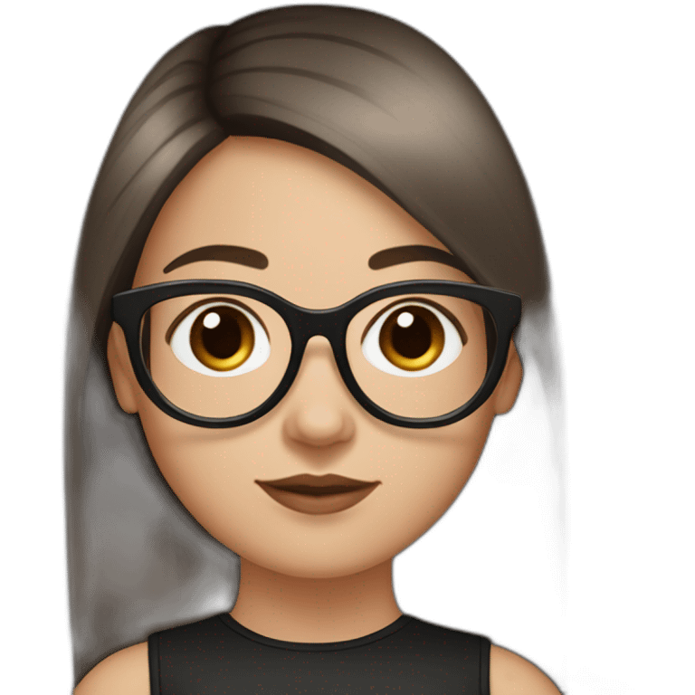 young white girl with rose gold glasses and black to brown straight hair emoji