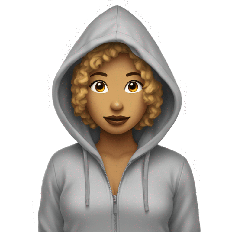 Human in hoodie with head of a hot and sexy female Golden doodle   emoji