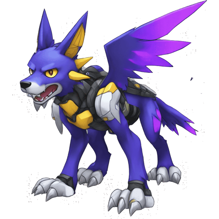  Cool Edgy Digimon-Fakemon-Garurumon-Loogamon-Wolf with edgy markings full body emoji