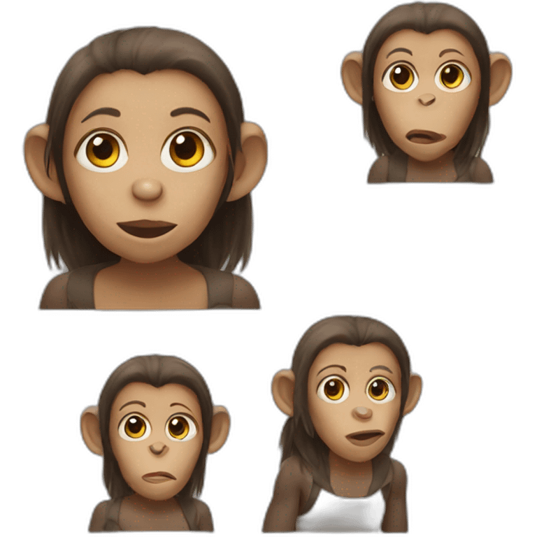 2 monkeys with 1 blind girl emoji