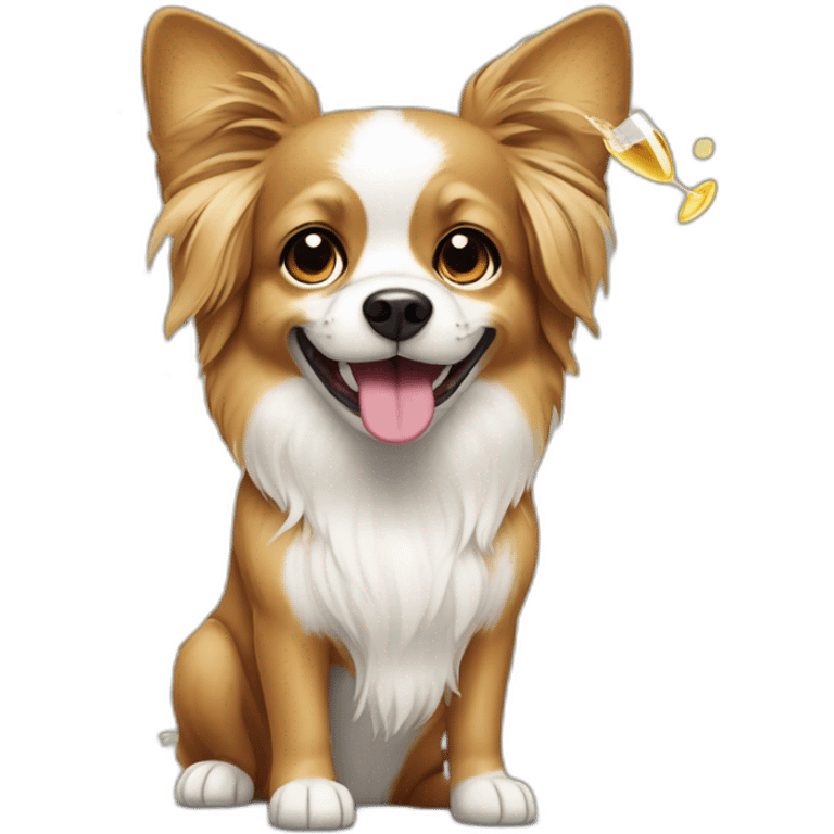 papilion dog with champain emoji