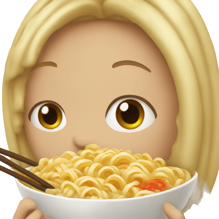 Girl eating big ramen  emoji