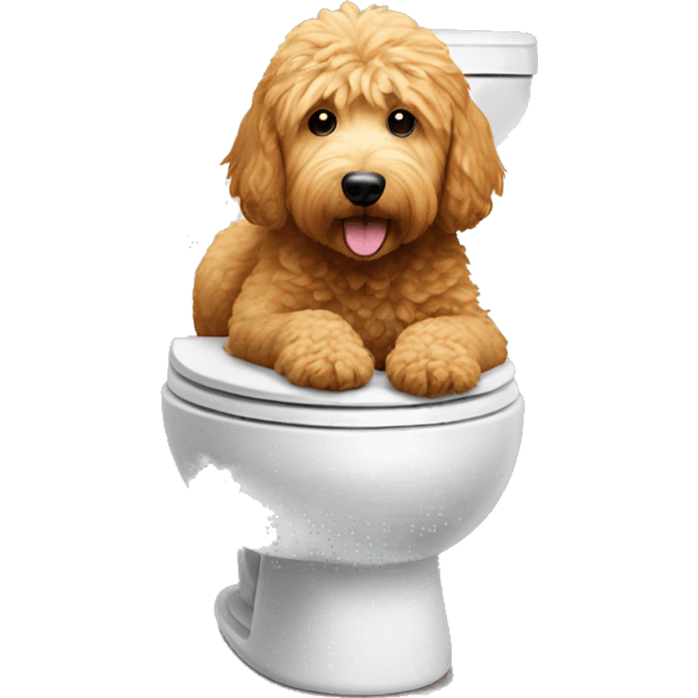 Golden doodle on top of the toilet emoji