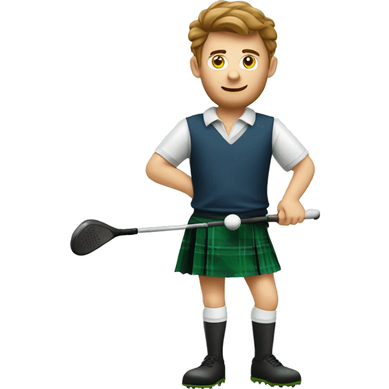 Short Scottish man in kilt playing golf  emoji