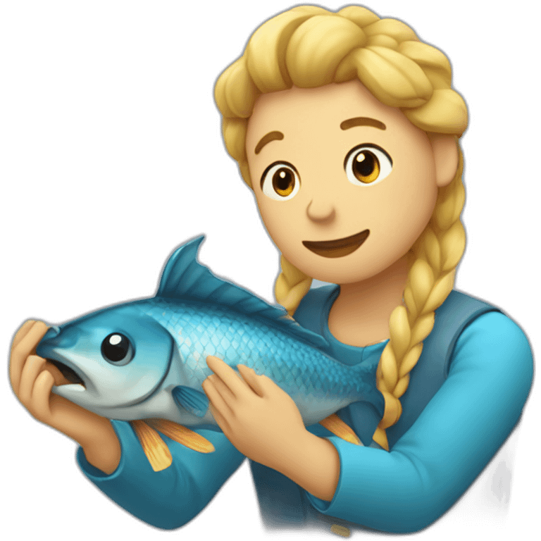 a person is rubbing a fish emoji