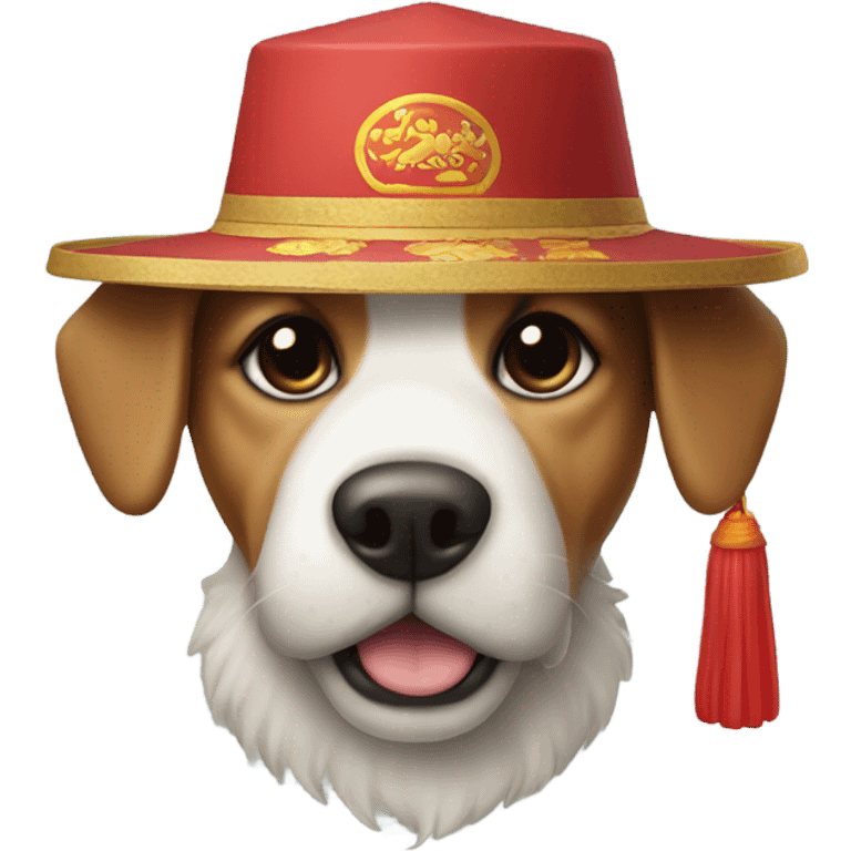 dog with a goatee and a chinese hat emoji