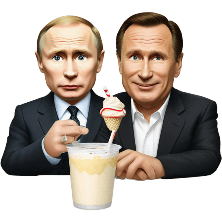 Vladimir Putin and Gerhard Schröder sharing a milkshake sharing straws emoji