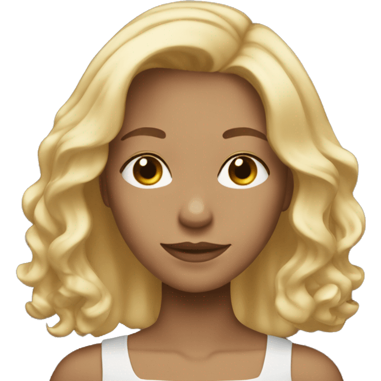 Person with shoulder length hair blonde highlights emoji