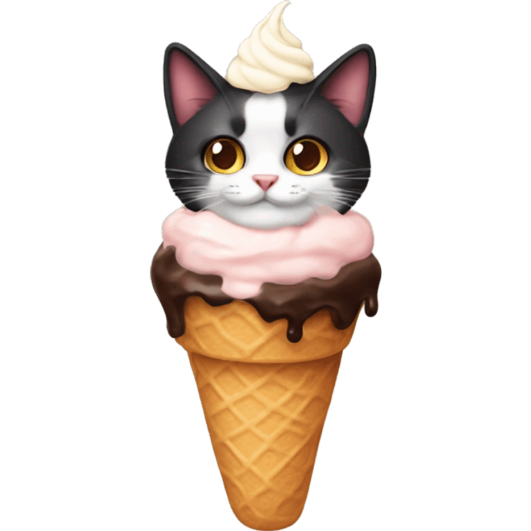 Icecream with dark calico cat emoji