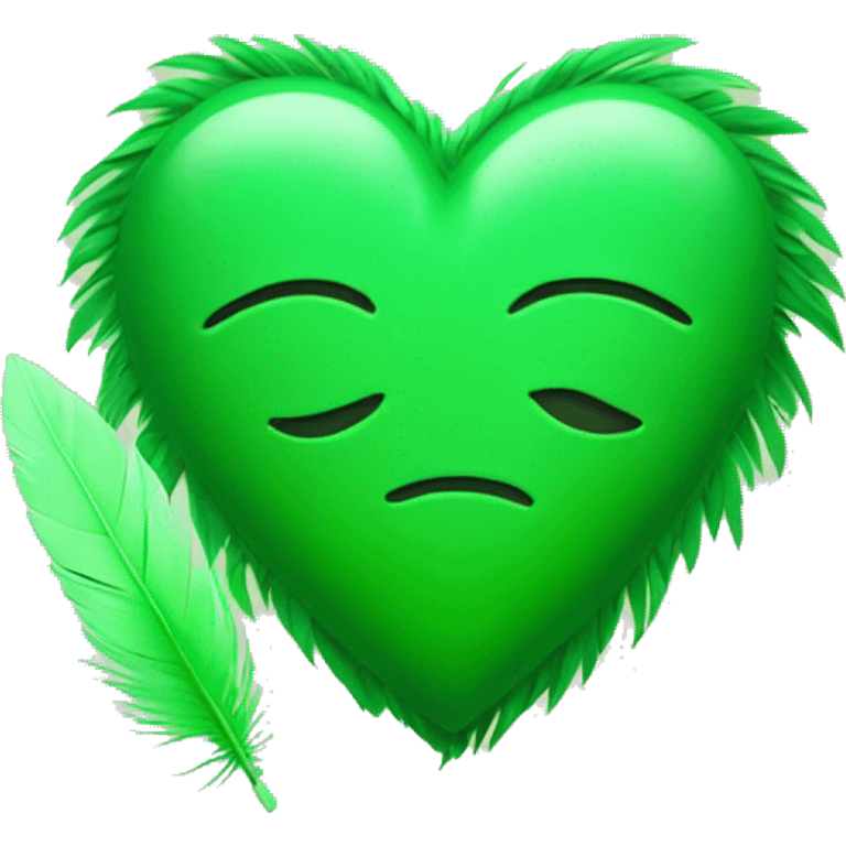 green heart and a feather in front emoji