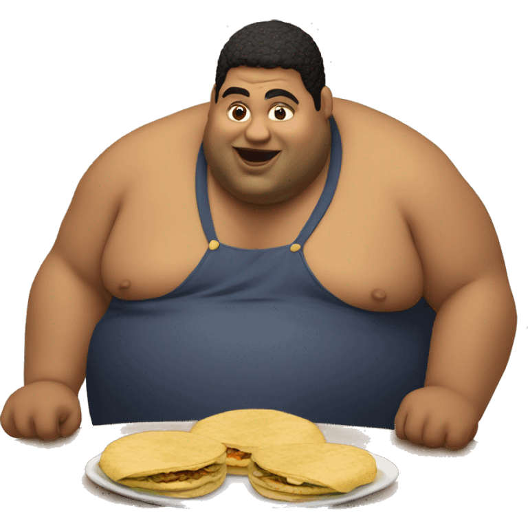 Fat guy eating Colombian Arepas emoji