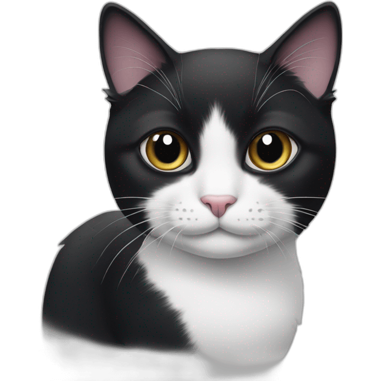 Black and white Cat with black spot emoji