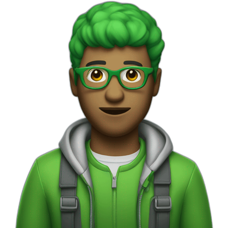 Feid the singer with his green outfit and glasses emoji