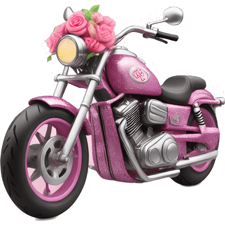 Pink ombre motorcycle with glitter and decorated in flowers  emoji