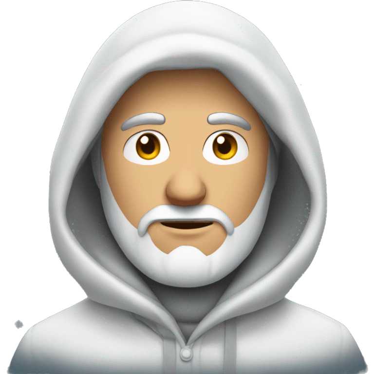 Russian man with beard in a hood covered with snow emoji