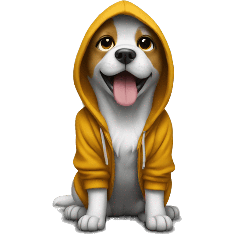 dog with hoodie in alley emoji