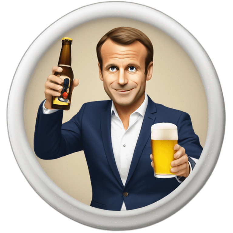 Émanuel macron sur gazo entrain de boire une bière emoji