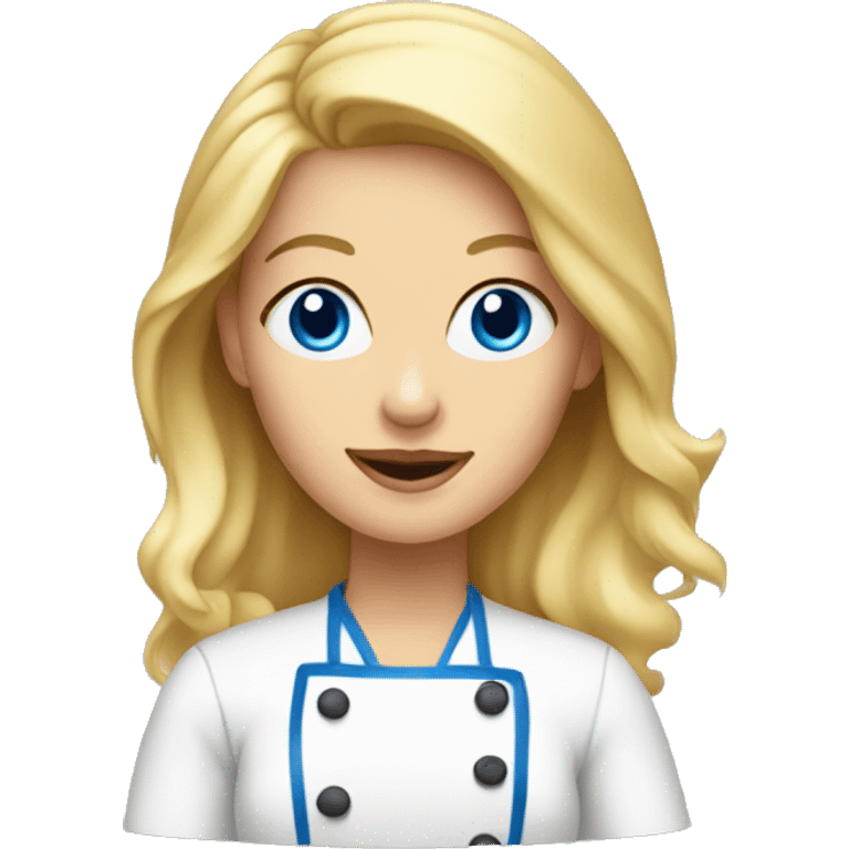 Blonde woman with blue eyes, baking cookies emoji