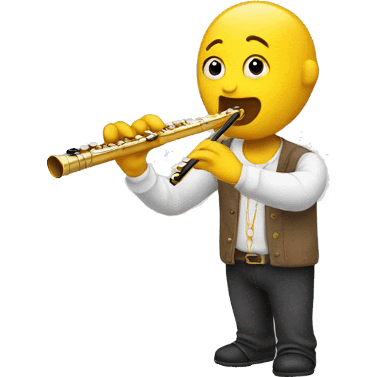 Yellow emoji playing yellow flute emoji