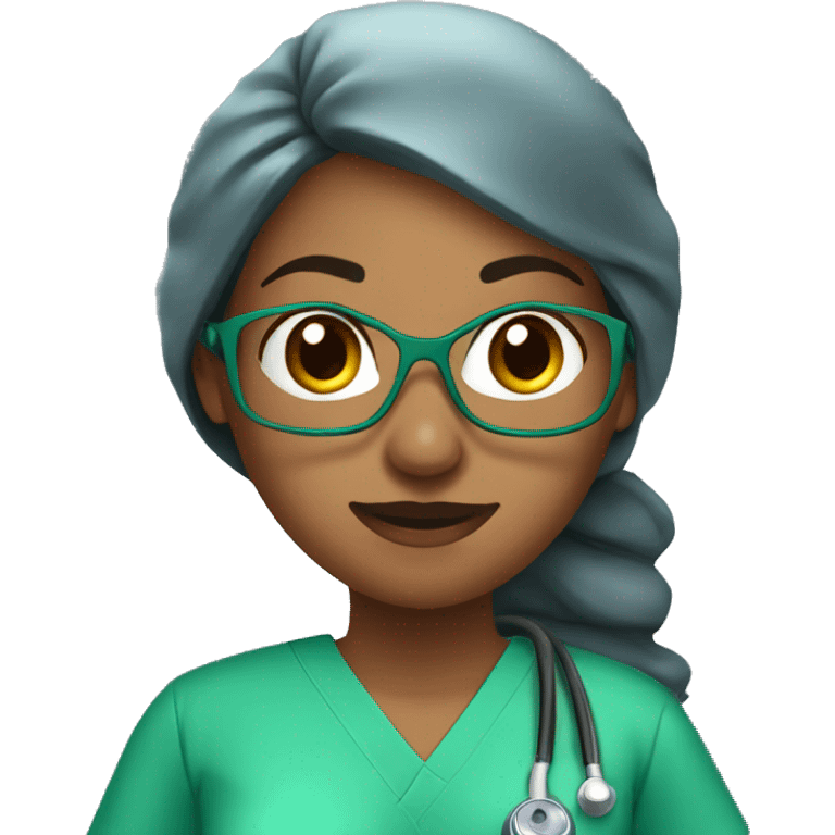 female surgeon working in the operating room wearing green scrubs  emoji