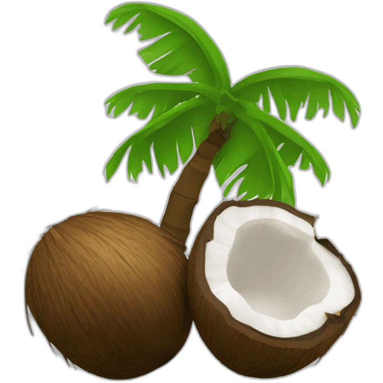 inverted coconut palm with two coconuts and 1 log at the middle emoji