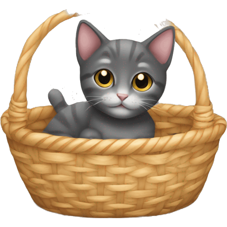 Kitten curled up in a basket emoji