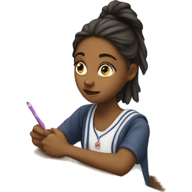 a teenager girl taking an exam emoji