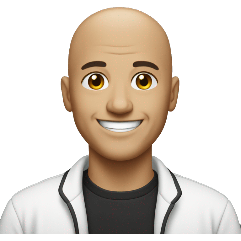 bald man smiling in black emoji