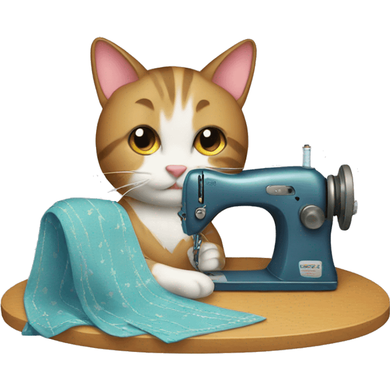 A cat sewing emoji