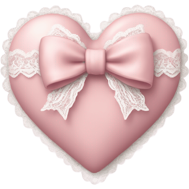 rococo Pastel pink heart with white bow with lace and frills  emoji