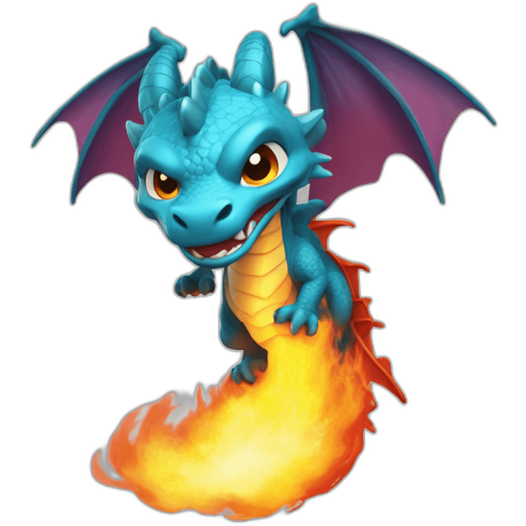 Un dragon qui lance une flamme en train de voler emoji