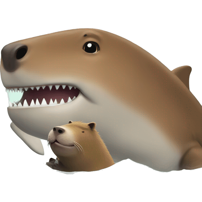 shark and capybara being friends emoji