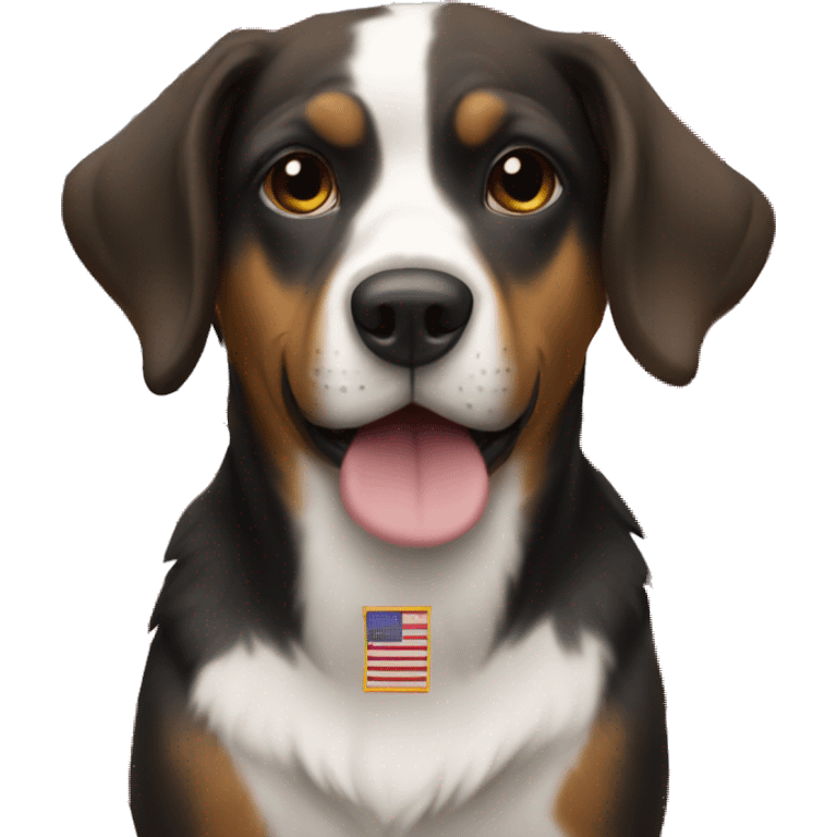 Dog in front of flag emoji