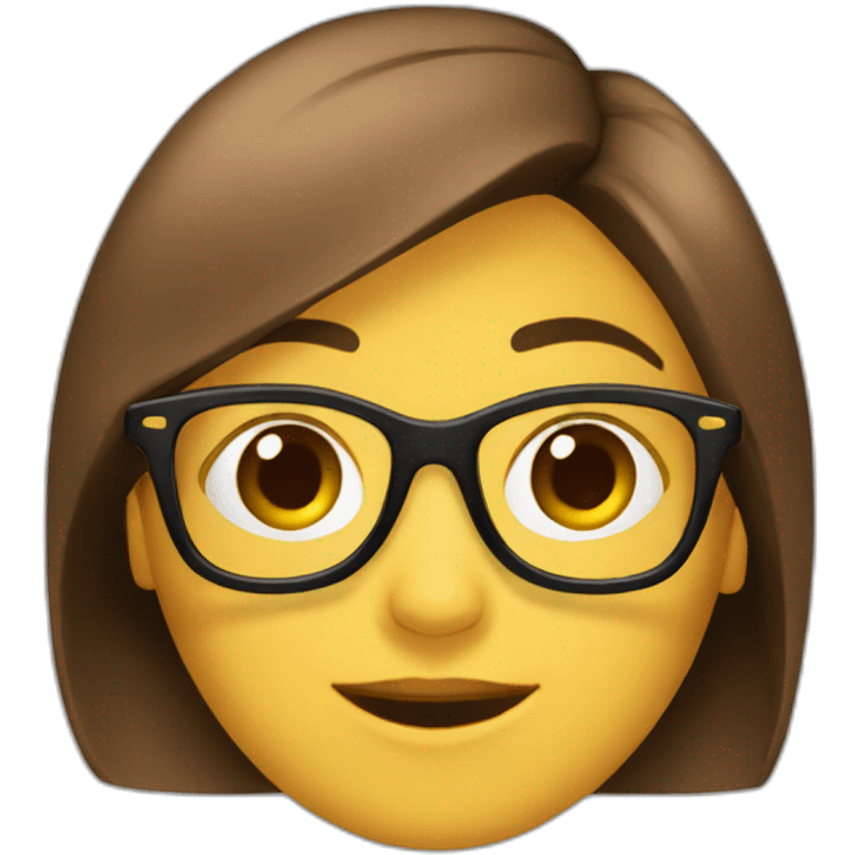 mujer cabello marron y lentes emoji