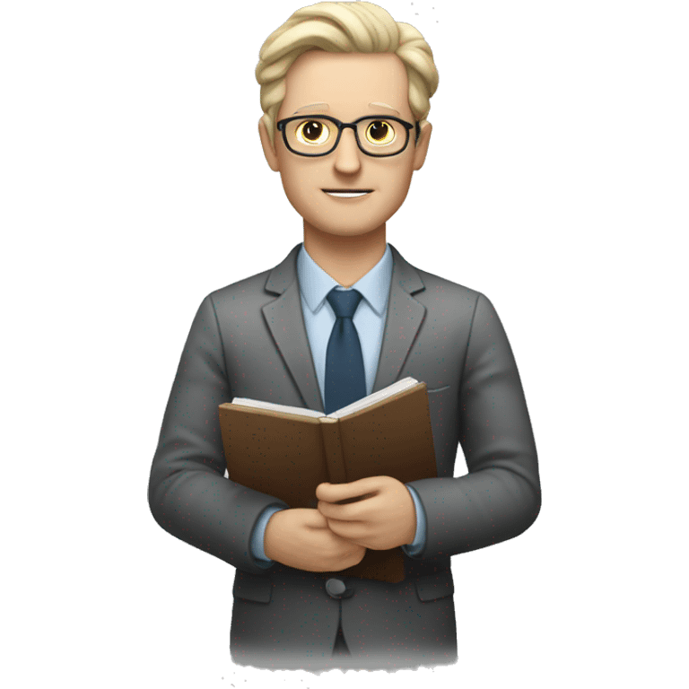 a white-skinned psychologist with a notebook in his hands emoji