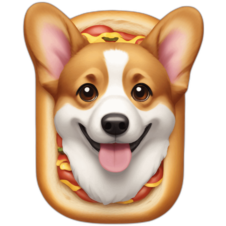 corgi in bread like hot dog emoji