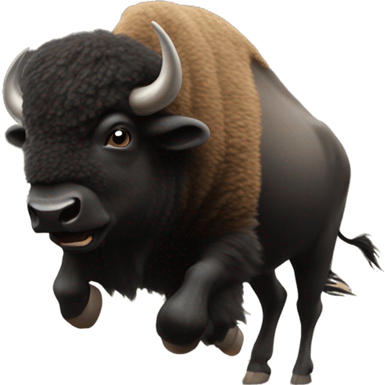 a buffalo running into a storm emoji