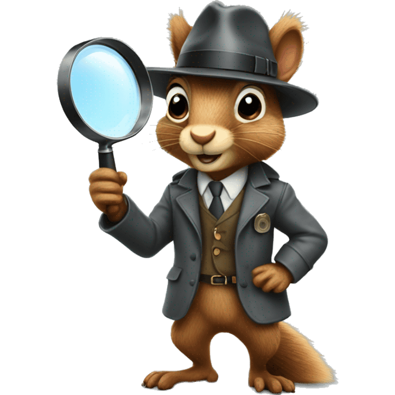 realistic detective squirrel holding a magnifying glass emoji