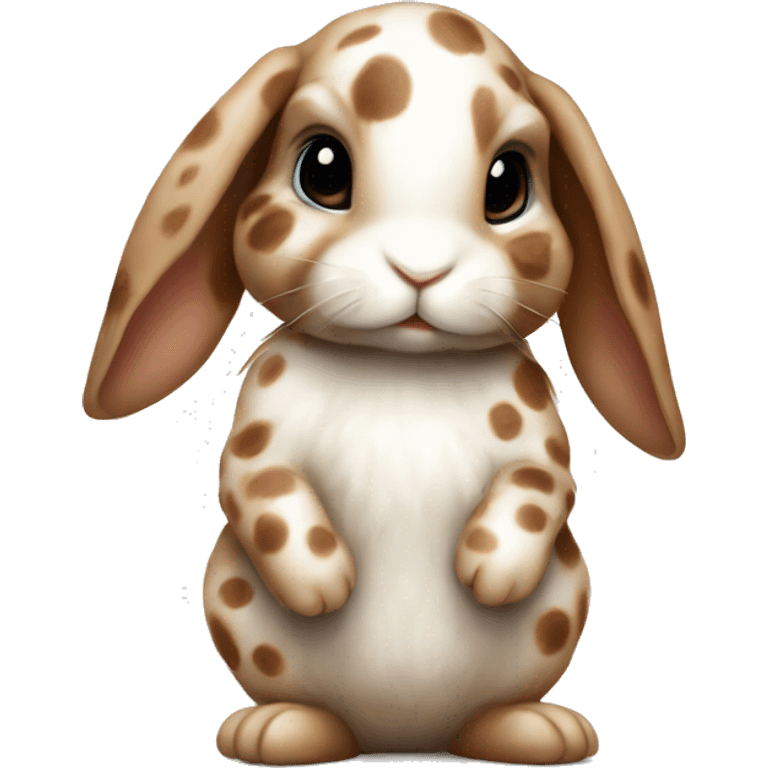 realistic baby bunny with spots with a brown bow emoji