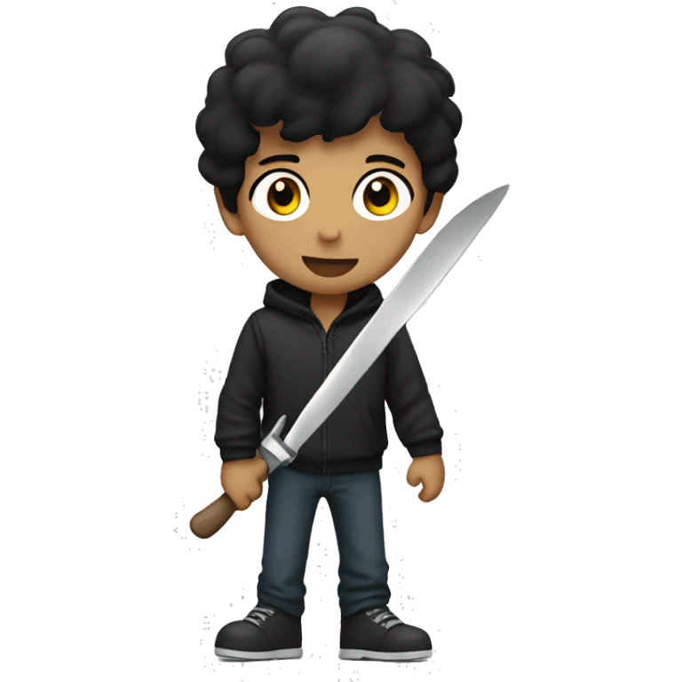 Black haired Boy with knife  emoji