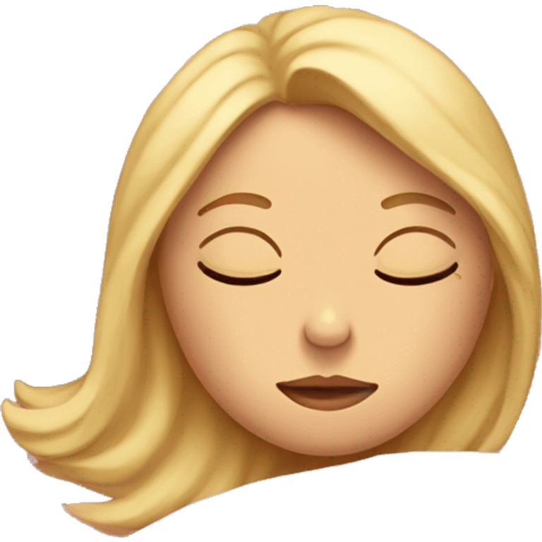 Woman with blonde hair sleeping on pillow under pink sheets  emoji