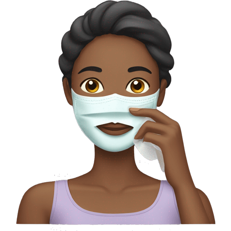 Woman applying skincare face mask emoji