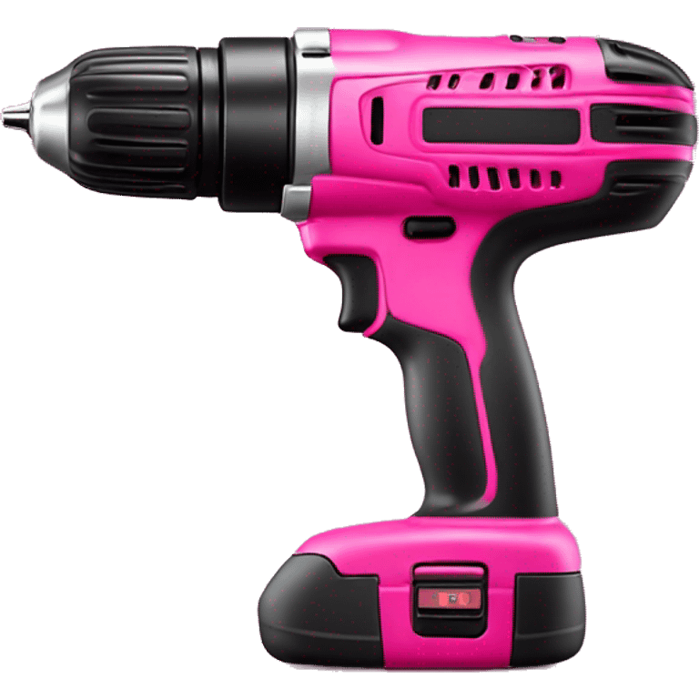 Realistic hot pink cordless power drill tool isolated.  emoji