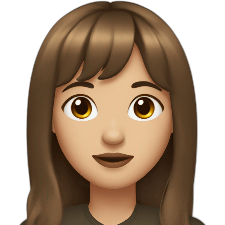 Girl with brown hair, bangs, septum on the nose emoji