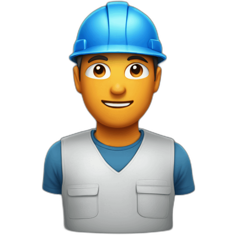 picture of a man in work clothes that are blue and orange emoji