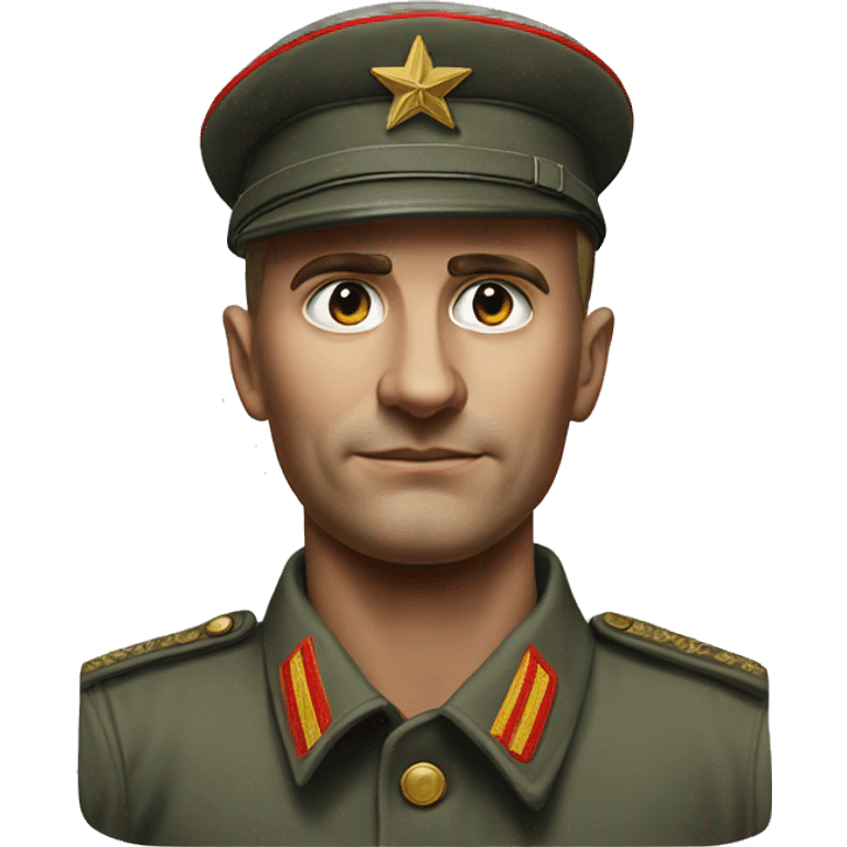 Soviet soldier 1980 photorealistic serious emoji