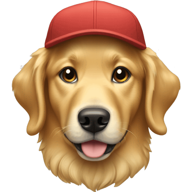 a golden retriever wearing a cap emoji