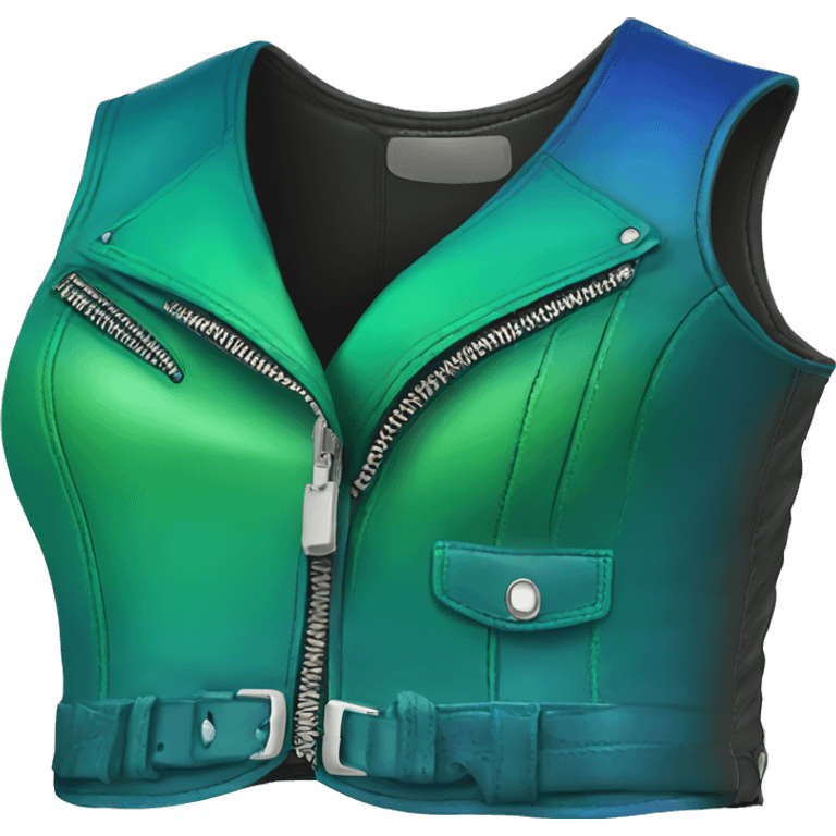 Realistic isolated blue and green ombre feminine fashion leather vest. emoji