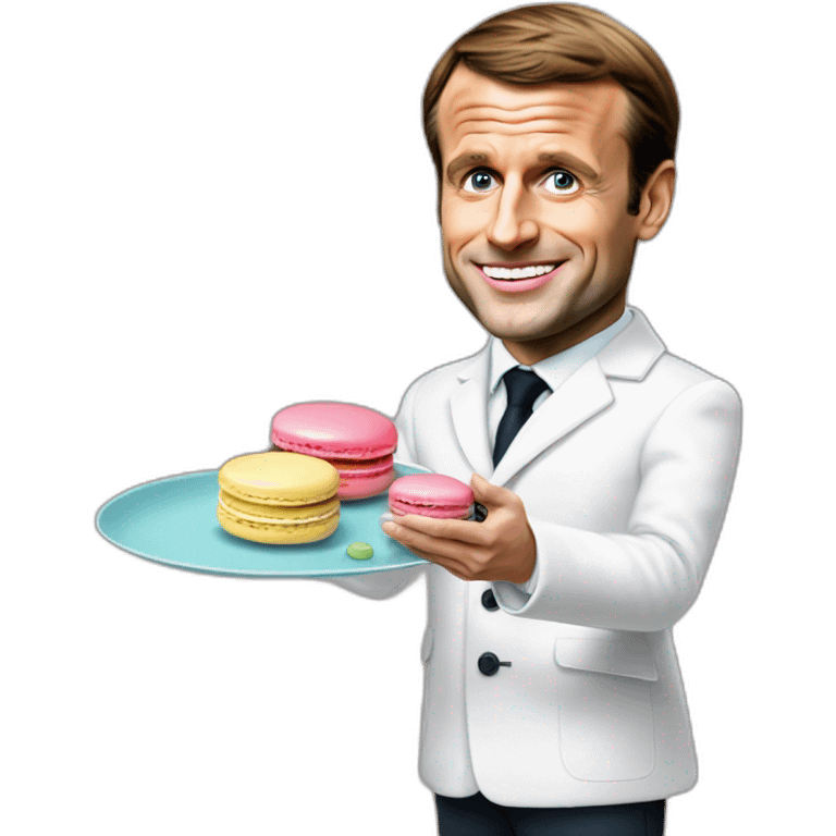 emmanuel macron with a macaron emoji