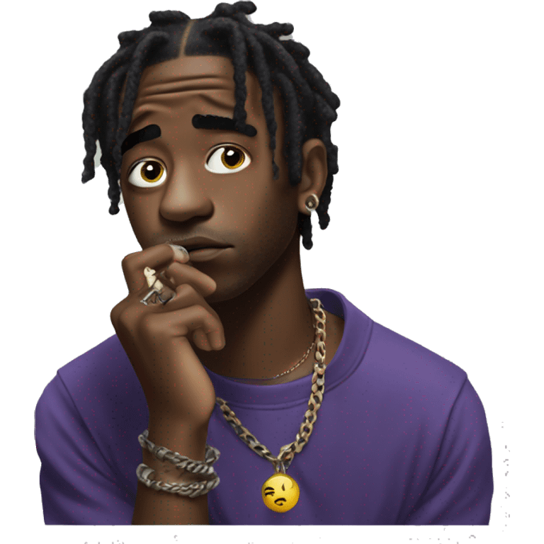 Lil uzi vert thoughtful with his hand on his chin emoji